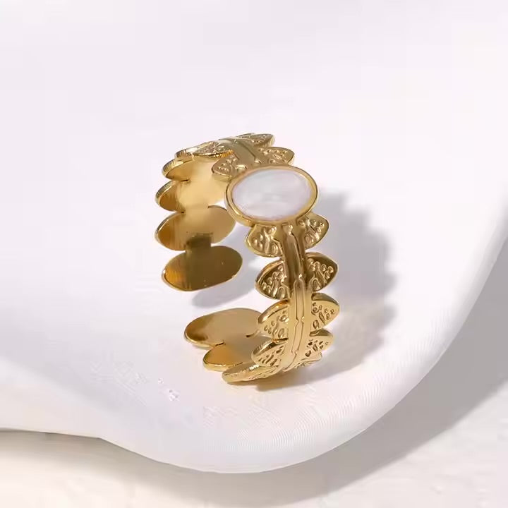Moonlit Crest Gold Ring