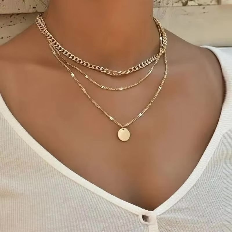 Layered Chain Pendant Necklace