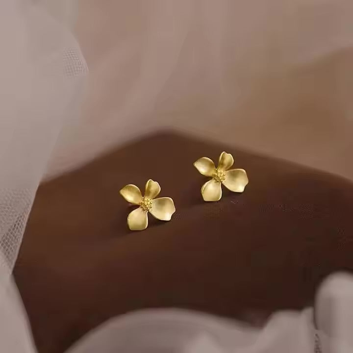 Gold Flower Stud Earrings