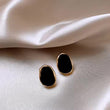 Black Onyx Gold Studs