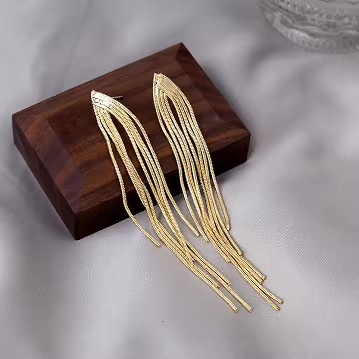 Golden Cascade Fringe Earrings