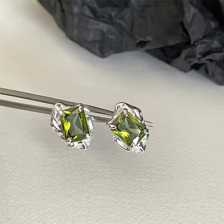 Olive Radiance Stud Earrings