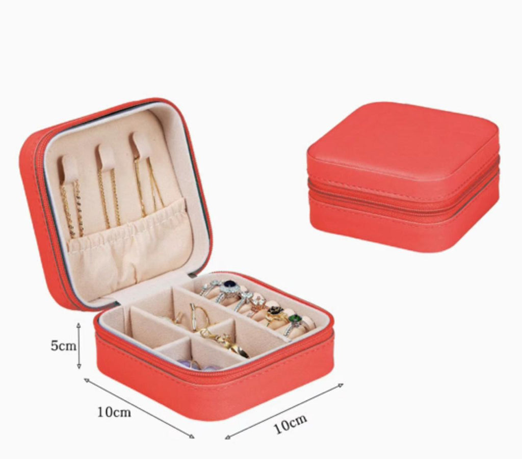 Compact Coral Red Jewelry box