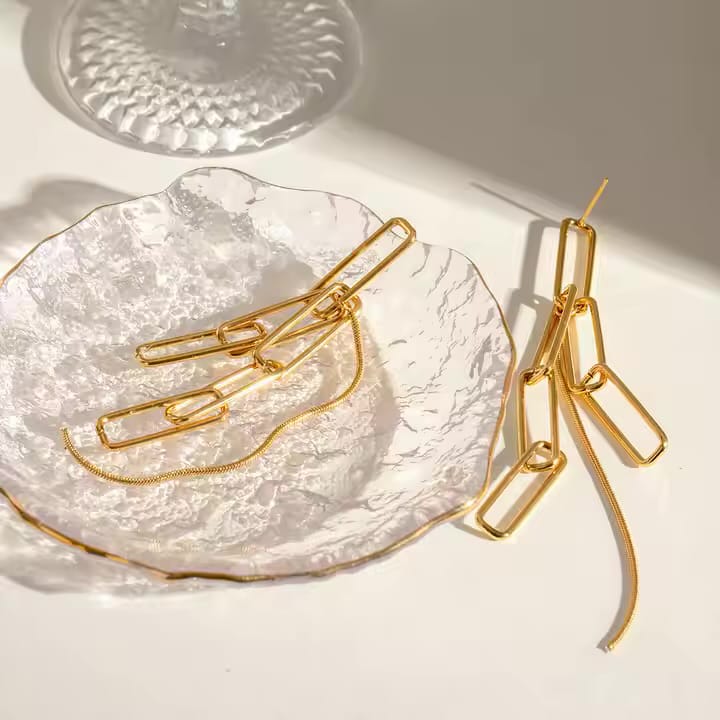 Gold Chain Link Dangle Earrings